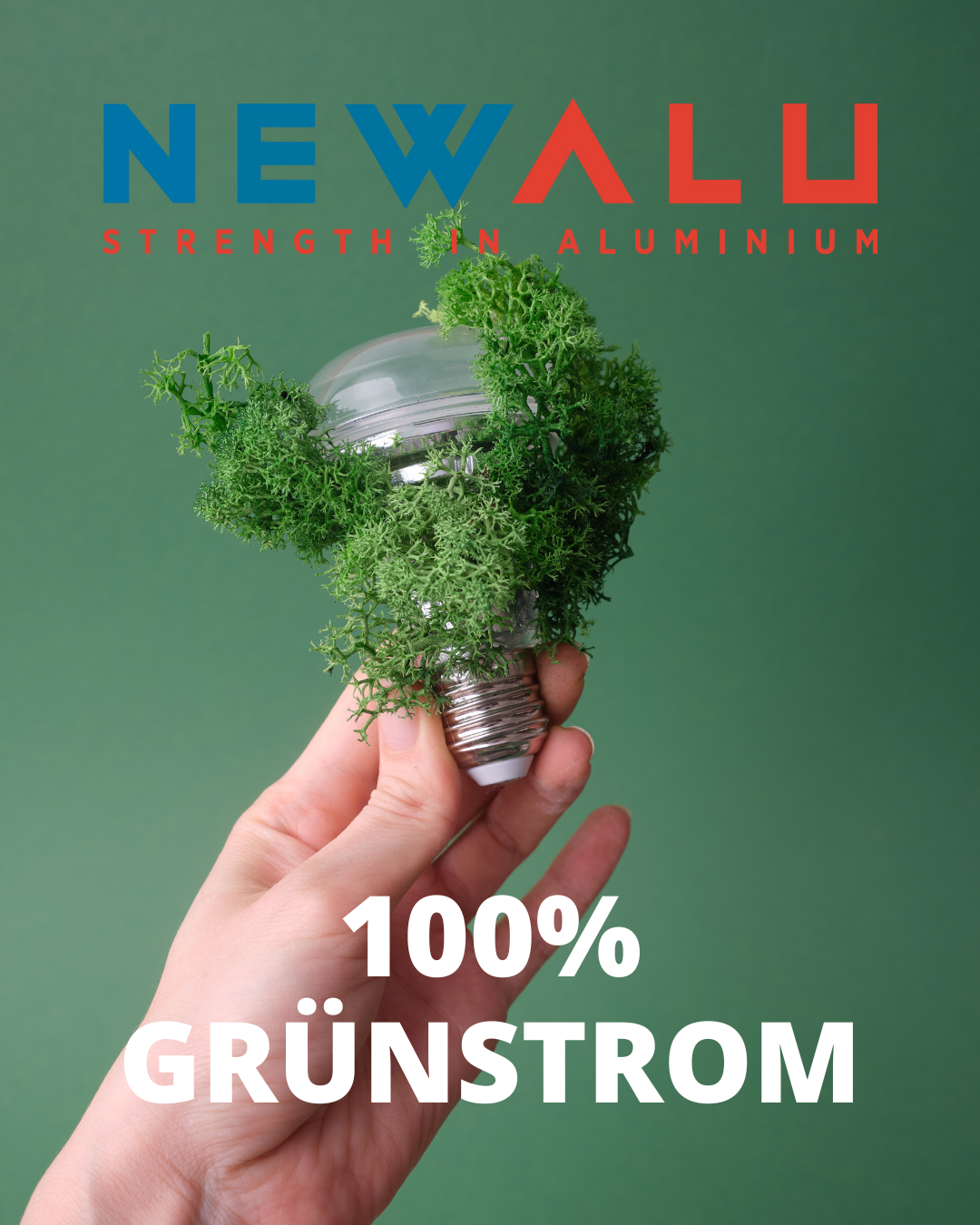 „Newalu Grünstrom Umstellung Logo“, „Newalu Nachhaltigkeit Grünstrom Anlage“, „Newalu erneuerbare Energie“